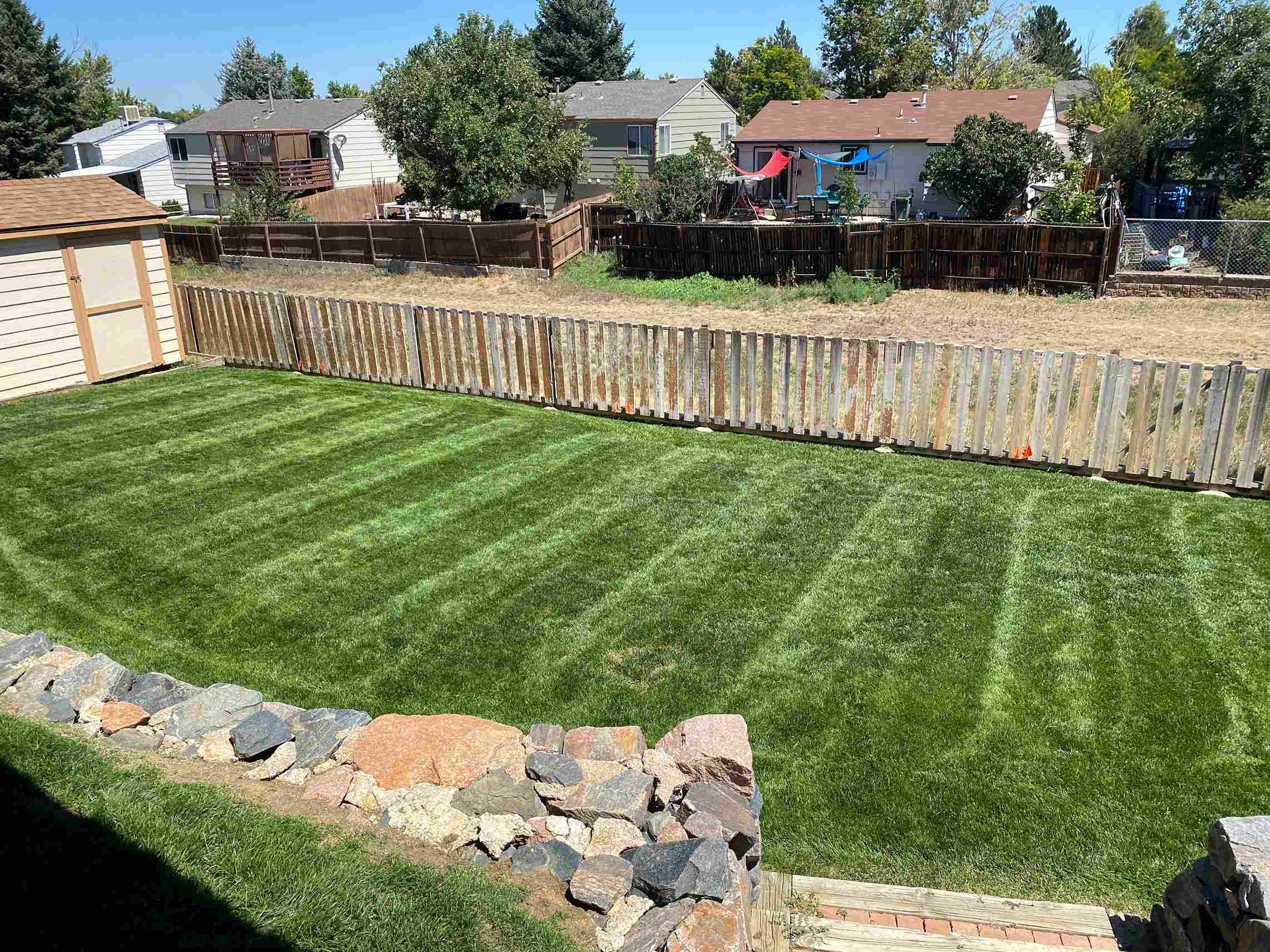 Backyard fence area after cleanup, Aurora CO